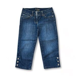 Ann Taylor Vintage Modern Fit Lindsay Waist Crop Capri Jeans with Button Detail